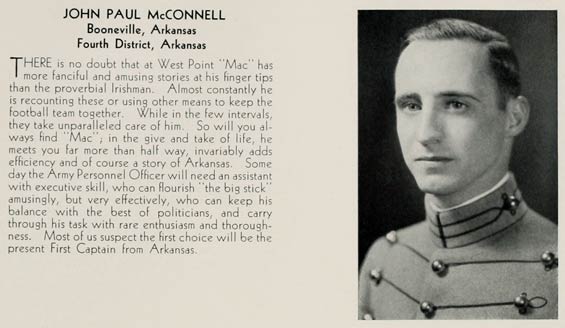 J.P. McConnell, USMA Yearbook, 1932 (Source: Woodling)