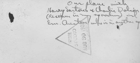 Harry Sartoris and Charlie Dolson, Vought UO-1, August 30, 1928, Caption (Source: Barnes)