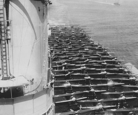 Aircraft Massed on Carrier Deck, Ca. 1928-30 (Source: Barnes) 