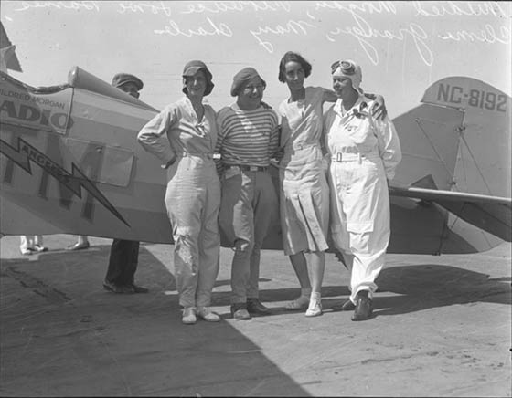 NC8192 With (L-R) Mildred Morgan, Pancho Barnes, Clema Granger & Mary Charles, August 23, 1931 (Source: UCLA Library)