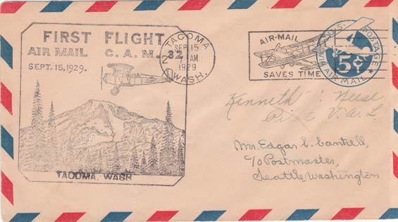 Signed U.S. Postal Cachet, CAM 32, September 15, 1929 (Source: Guyer)