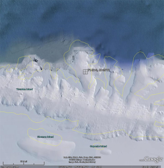 Noville Peninsula, Antarctica, Google Earth, 2009
