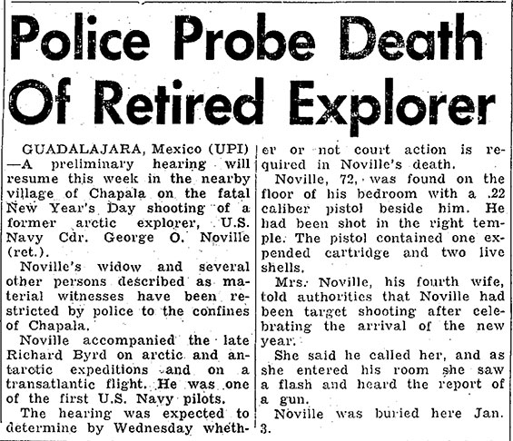 Noville Death, Pacific Stars & Stripes, January 15, 1963 (Source: Woodling)