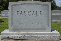 Henry Pascale, Grave Marker, 1990 (Source: findagrave.com) 