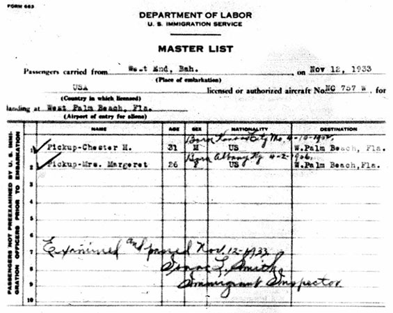 U.S. Immigration Form, November 12, 1933 (Source: ancestry.com)