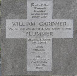 W.G. Plummer Grave Marker, 1928 (Source: Woodling)