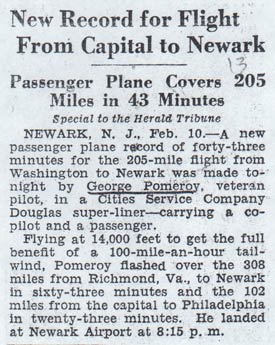 George Pomeroy Air Record, NY Herald Tribune, February 11, 1937 (Source: NASM)