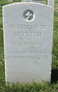 Norman W. Potter Grave Marker, November 1931 (Source: ancestry.com) 