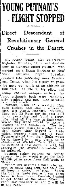 Salt Lake City Tribune, Friday, May 27, 1927 (Source: Woodling)