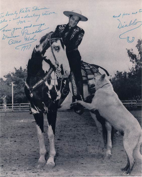"The Cisco Kid" Duncan Ranaldo, 1977 Autograph (Source: Ranaldi Family)