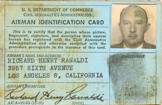 Dick Ranaldi's Airman Certificate, Undated