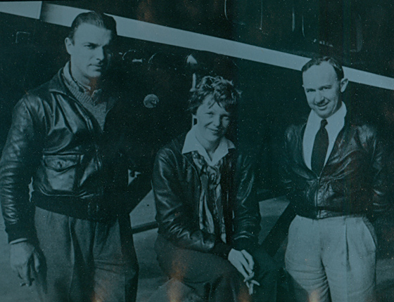Dick Ranaldi, Right, with Amelia Earhart and Frank Clark (?), Date Unknown