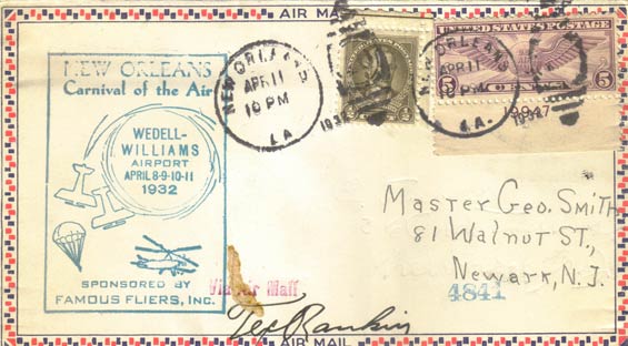 U.S. Airmail Postal Cachet, April 11, 1932 (Source: Staines)