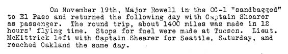 Two Tucson Visits Documented in the Bureau of Aeronautics Newsletter, December 4, 1929 (Source: Webmaster)