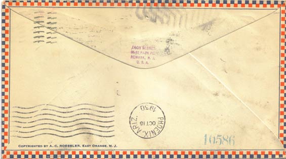 U.S. Postal Cachet (Reverse), October 15, 1930 (Source: Staines)