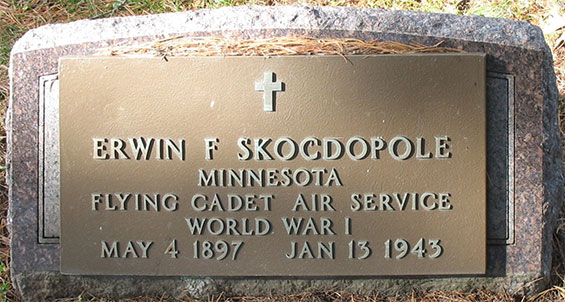 Erwin F. Skocdopole, Grave Marker, January 13, 1943 (Source: findagrave.com)