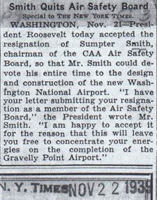 Smith Resignation, The New York Times, November 22, 1939 (Source: NASM)