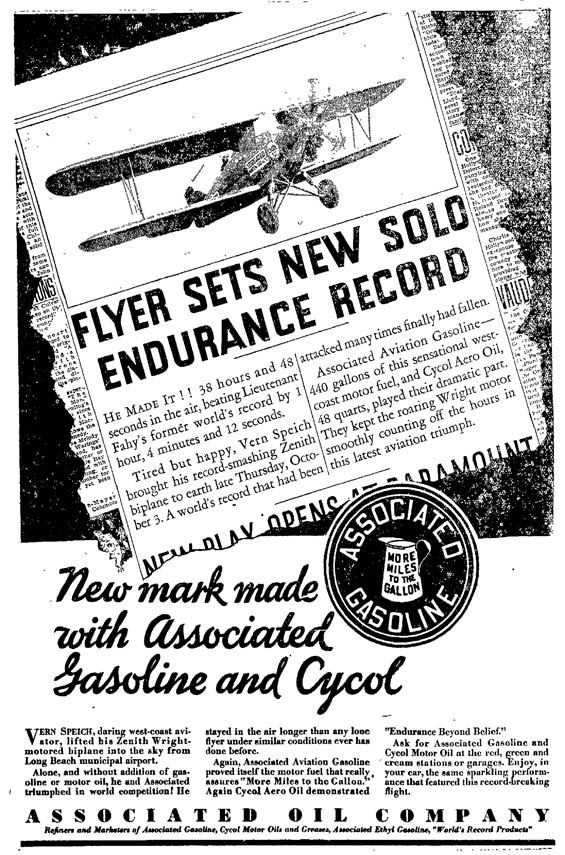 Petroleum Advertisement, Woodland Daily Democrat, October 10, 1929 (Source: Gerow) 