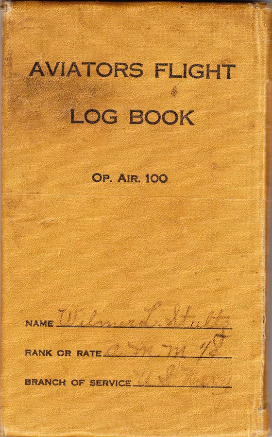 Bill Stultz, Naval Aviator's Flight Log Book Cover, 1921 (Source: Stultz Family)