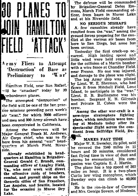 Oakland Tribune, May 7, 1937 (Source: Woodling)