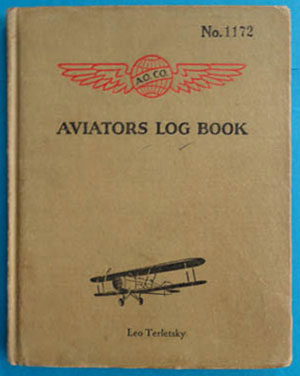 Leo Terletzky Pilot Log Book, August-September, 1933 (Source: Clipper Link)