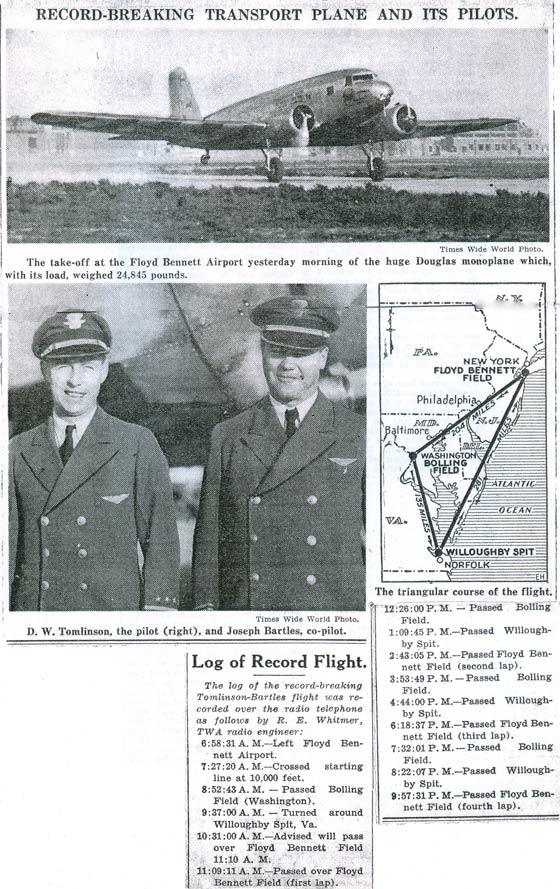 Closed Circuit Flight Records, May 17, 1935, NY Times (Source: NASM) 