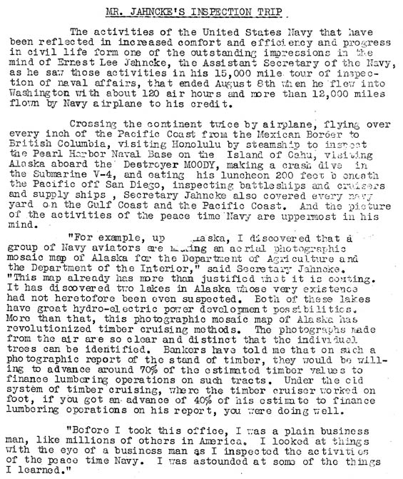 Bureau of Aeronautics Newsletter, August 21, 1929 (Source: Webmaster)
