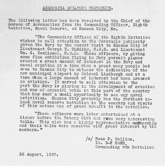 Bureau of Aeronautics Newsletter, September 7, 1927 (Source: Webmaster)
