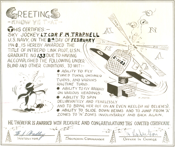 Link Trainer Certificate, February 8, 1940