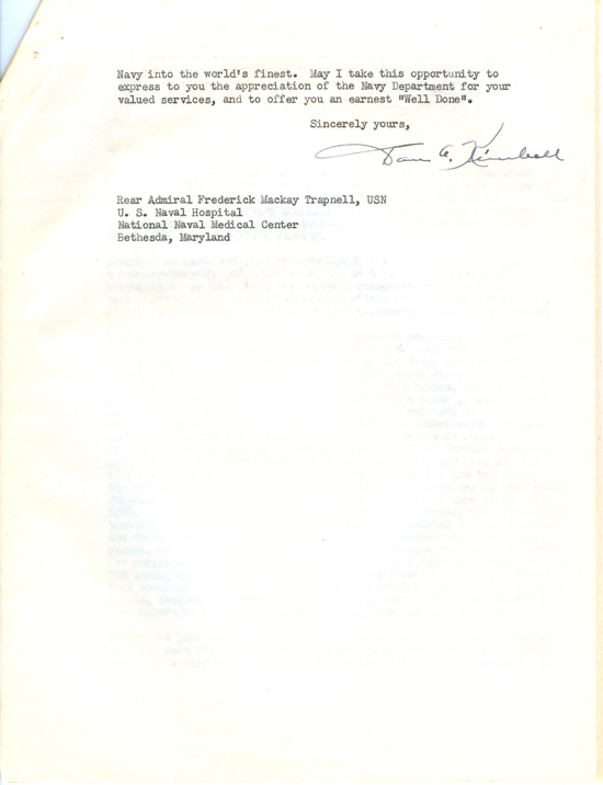Letter from the Secretary of the Navy, September 16, 1952