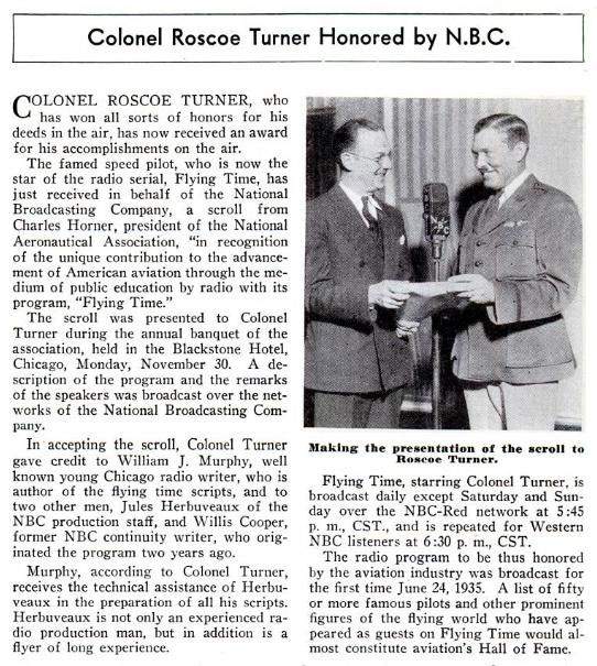 Turner Award, Popular Aviation Magazine, February, 1937 (Source: PA)