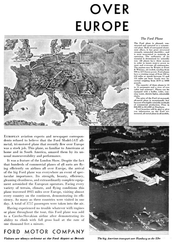 Ford Trimotor European Tour, January, 1930 (Source: Site Visitor) 