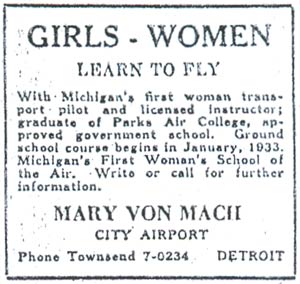 Mary Von Mach Advertisement, December 15, 1932