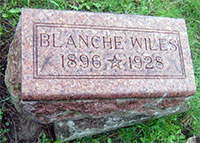 Blanche Wiles, Grave Marker, 1928 (Source: findagrave.com) 