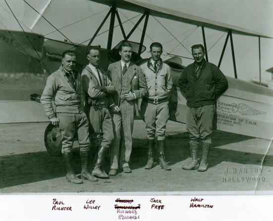 Lee Willey with Aero Corporation of California Founders, Ca. Mid-1920s