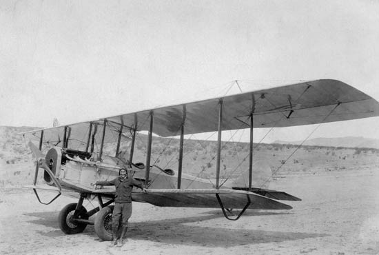 Roy Wilson with Standard Airplane, Date Unknown