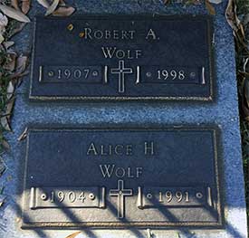 Robert & Alice Wolf, Grave Marker (Source: findagrave.com)