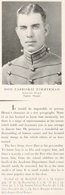 Don Z. Zimmerman, West Point Yearbook, 1929 (Source: Woodling)