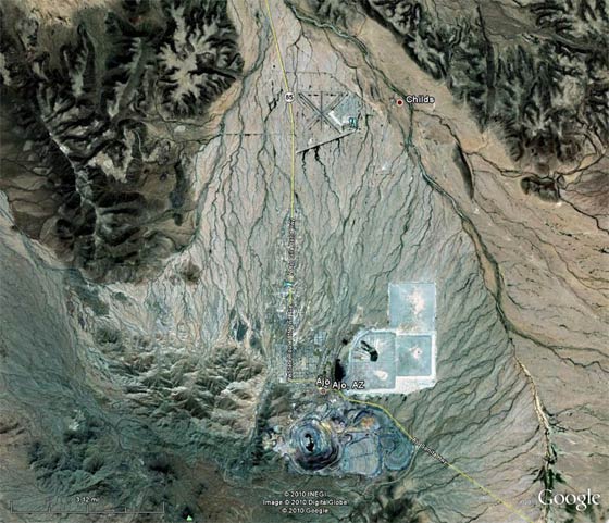 Google Earth View of Ajo, AZ, December, 2010 (Source: Google Earth)
