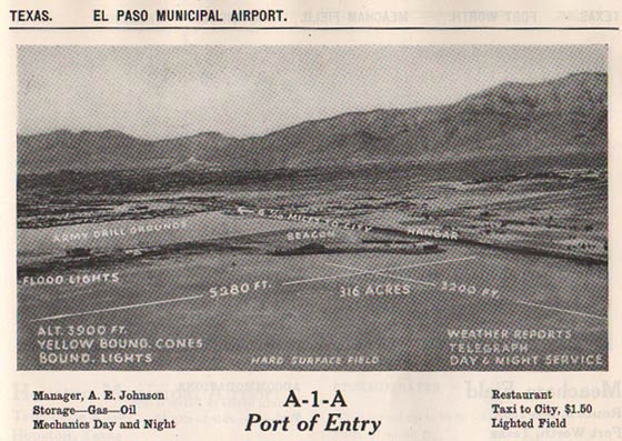 El Paso Municipal Airfield, Ca. 1933 (Source: Webmaster)