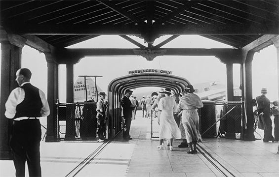 Passengers Boarding United Airlines Boeing 247 NC13345, Pre-1934 (Source: LOC)