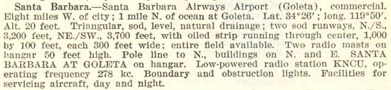 Santa Barbara Airport Data, 1937