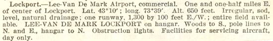 Lockport, NY Airport Information , 1937