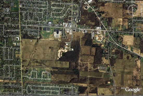 Google Earth Map of the Intersection of Lincoln With Akron, Lockport, NY