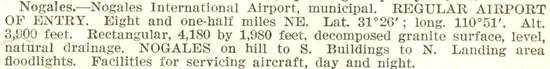 Nogales Airport Description, 1938