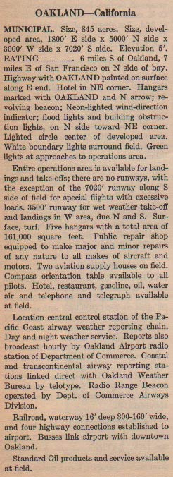 Oakland Municipal Airport, Ca. 1931 (Source: Webmaster) 