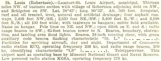 Lambert Airfield Official Information, 1937